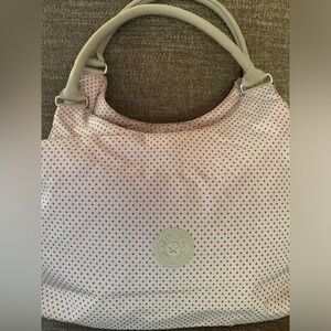 Kipling ‘Bagsational’ large hobo style bag. White and pink dots. NWT.